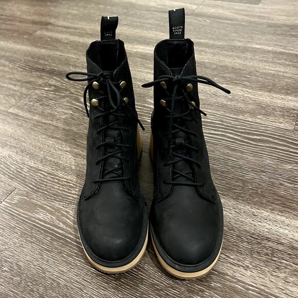 NEVER WORN Sorel Hi-Line Heel Lace Boots Black 7.5 Lug Sole Platform Chunky Heel - Picture 11 of 16